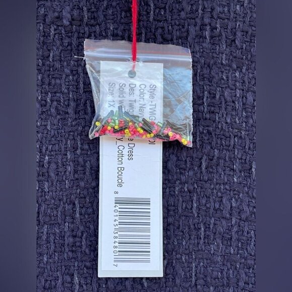 FRANCES VALENTINE Twiggy Fringe Dress Cotton Boucle Navy size 1 X - Picture 14 of 16